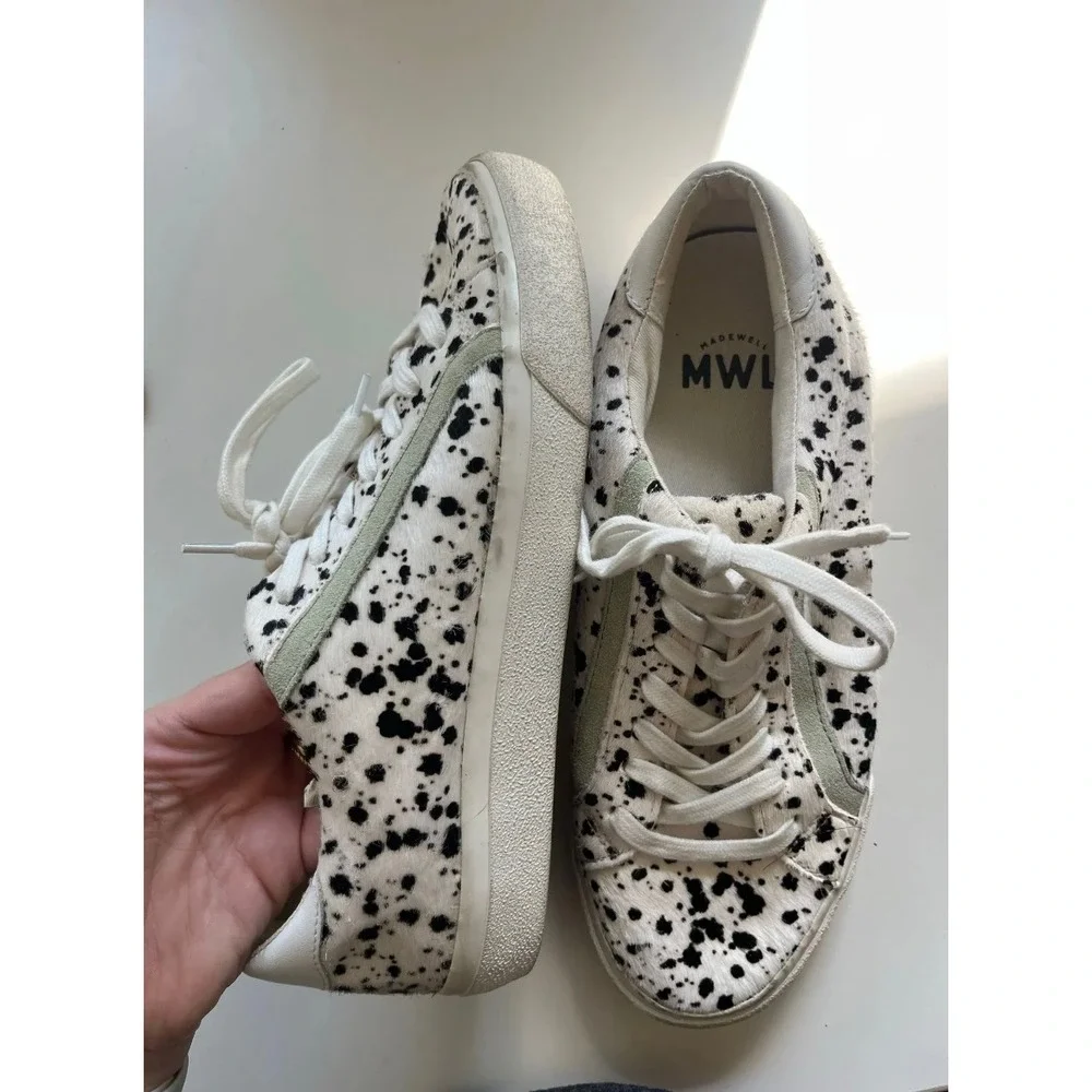 Madewell MWL Faux Fur Leather Low Top‎ Sneakers Women's Size 9